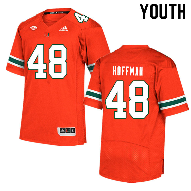 Youth #48 Jake Hoffman Miami Hurricanes College Football Jerseys Sale-Orange